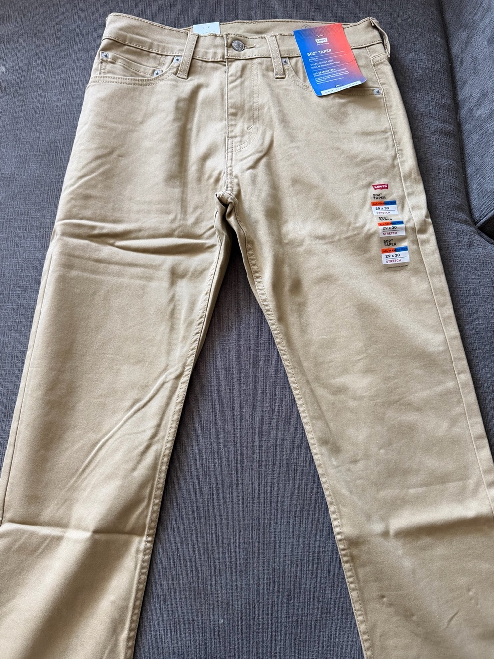 NWT Levi’s 502 Taper All Seasons Tech Stretch Khaki Jeans 29x30